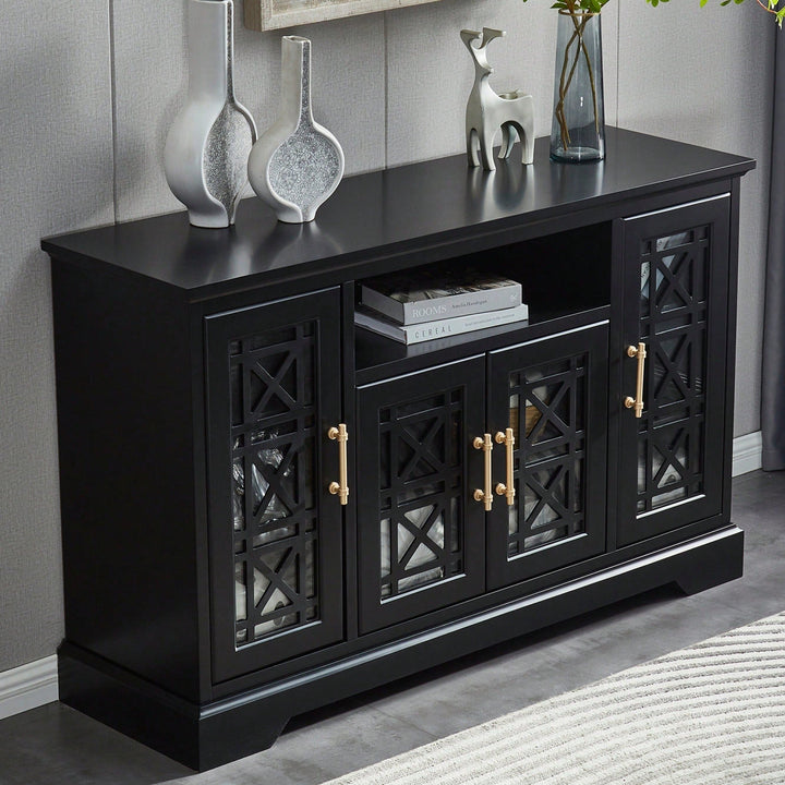 Elegant Storage Sideboard Buffet Table With Versatile Doors For Dining Room Or Living Space Image 5