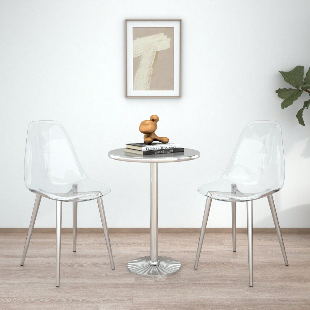 Elegant Transparent Dining Chairs Set Of 4 - Modern Armless Crystal Style With Plated Metal Legs For Nordic Inspired Image 2