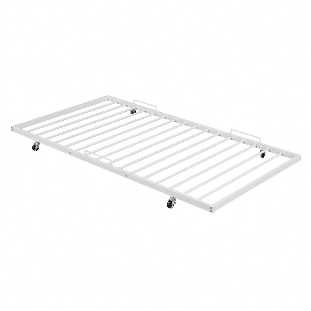 Curved Handle Design, Twin Size Trundle Bed, Durable Iron Construction, No Box Spring Needed Image 8