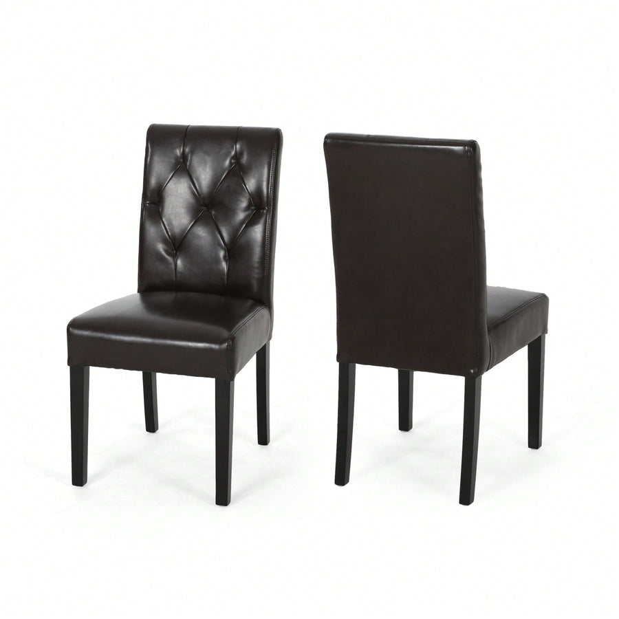 Elegant Tufted Dining Chair Set With Decorative Buttons - Pair Of 2 Image 1