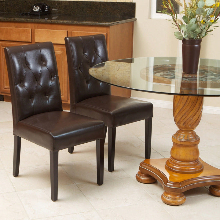 Elegant Tufted Dining Chair Set With Decorative Buttons - Pair Of 2 Image 2