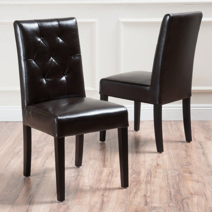 Elegant Tufted Dining Chair Set With Decorative Buttons - Pair Of 2 Image 3