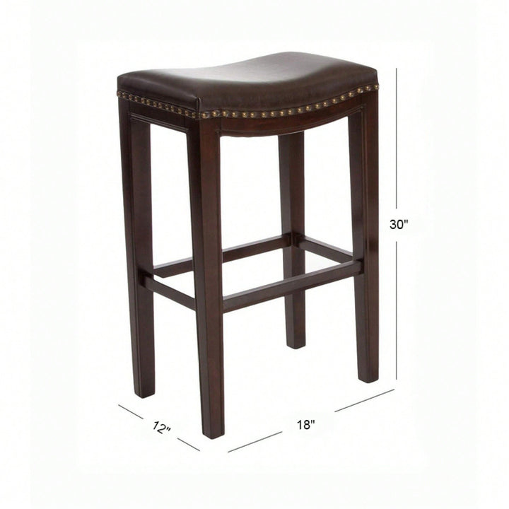 Elegant Upholstered Barstool With Studded Accents For Modern Dining Spaces Image 4