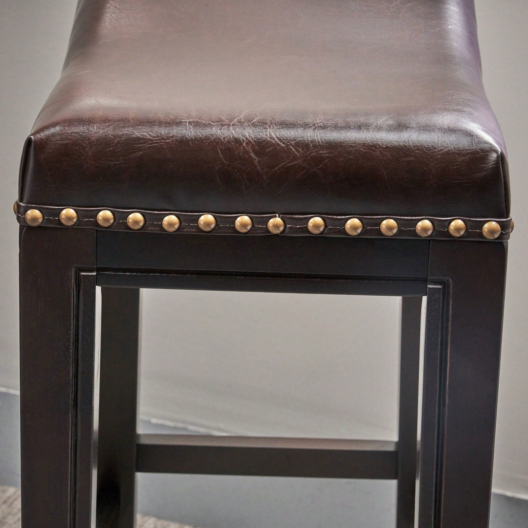 Elegant Upholstered Barstool With Studded Accents For Modern Dining Spaces Image 5