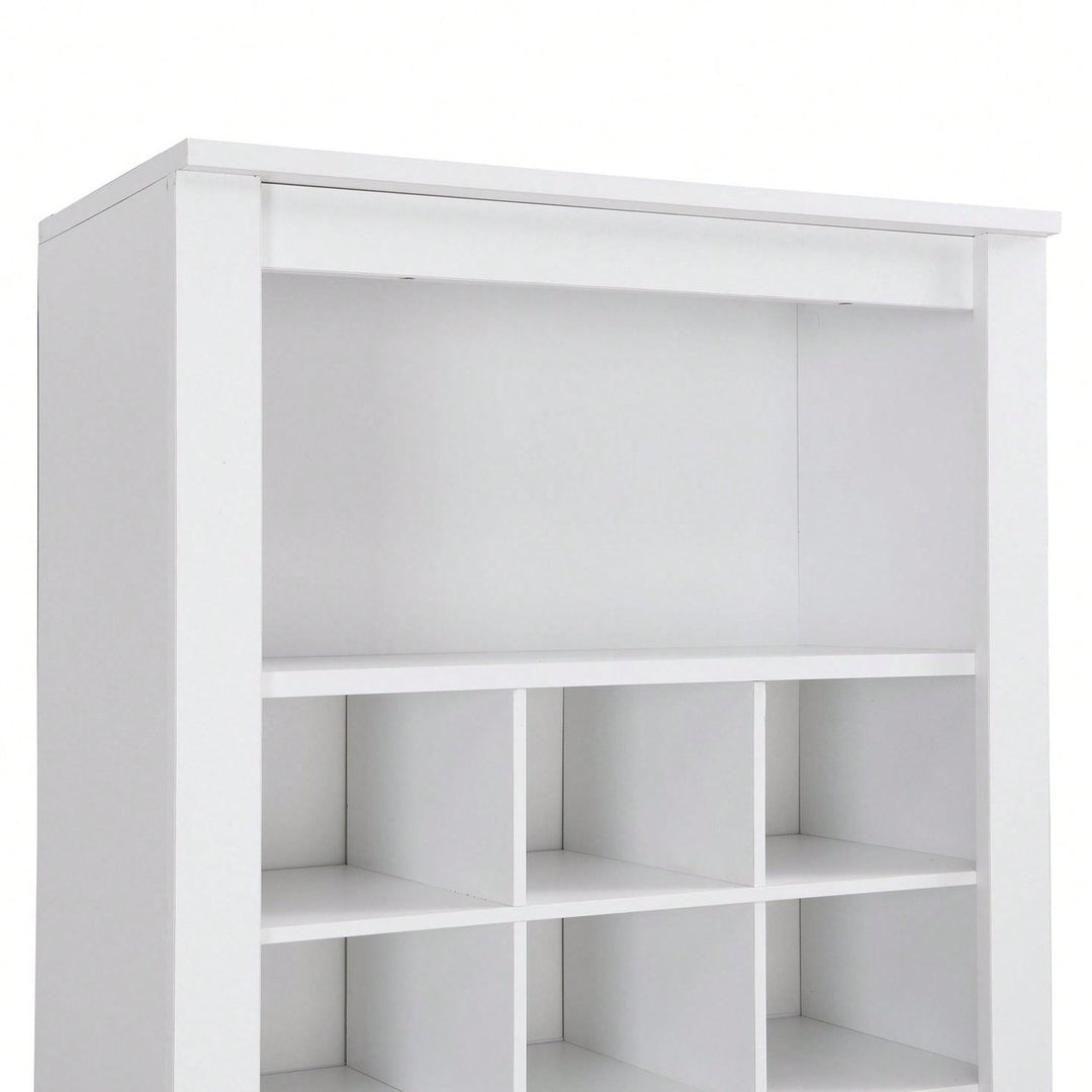 Contemporary 30 Shoe Cubby Console Tall Storage Cabinet for Hallway and Bedroom White Image 12