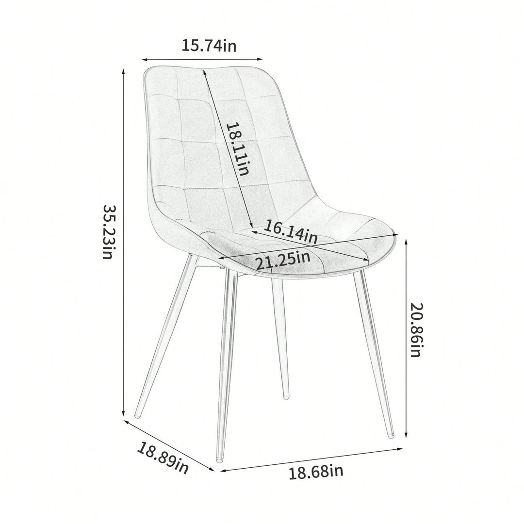 Elegant Brown Fabric Dining Chair With Chic Grid Design Image 7