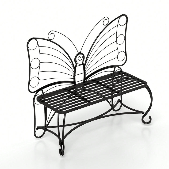 Elegant Cast Metal Butterfly Garden Bench  Stylish Outdoor Seating For Patios, Yards, Parks, And Entryways Image 2