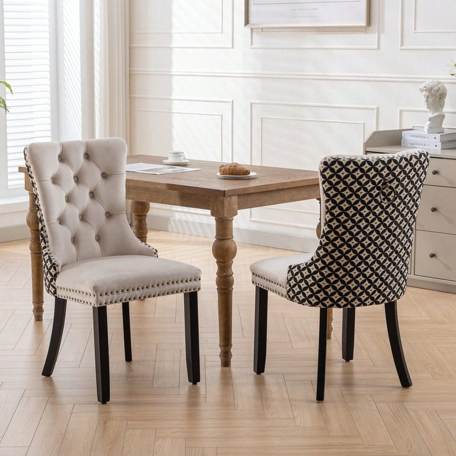 Elegant Velvet Dining Chairs Set of 2 with Solid Wood Legs and Nailhead Trim High Backrest Comfortable Cushion Modern Image 1