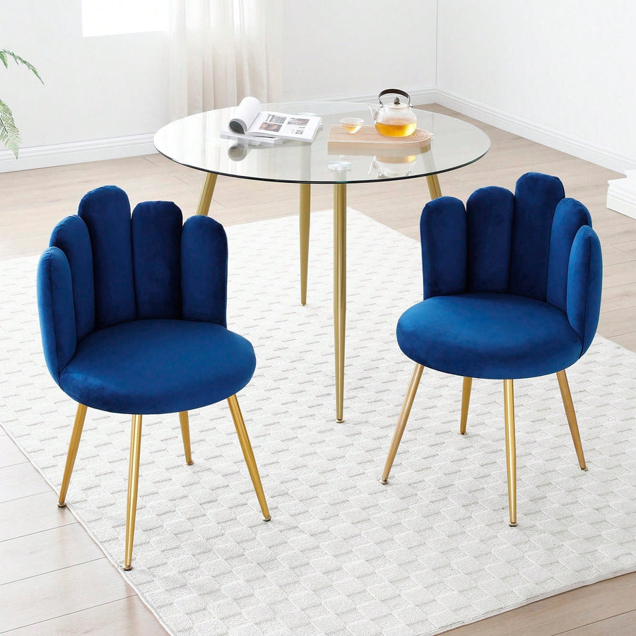 Elegant Velvet Dining Chairs Set Of 2 With Woven Backrest And Golden Metal Legs For Living Room Kitchen Bedroom Image 1