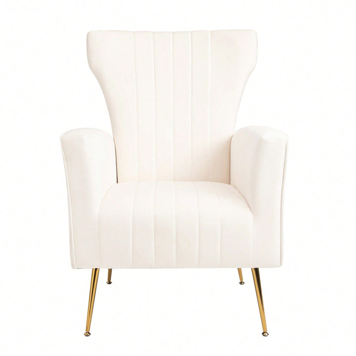 Elegant Velvet Wingback Accent Chair With Gold Legs - Upholstered Arm Chair For Living Room And Image 10