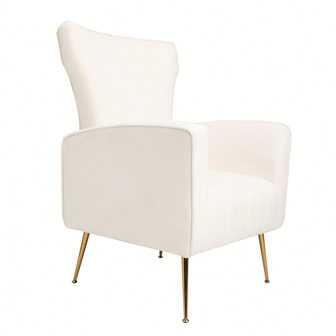 Elegant Velvet Wingback Accent Chair With Gold Legs - Upholstered Arm Chair For Living Room And Image 11