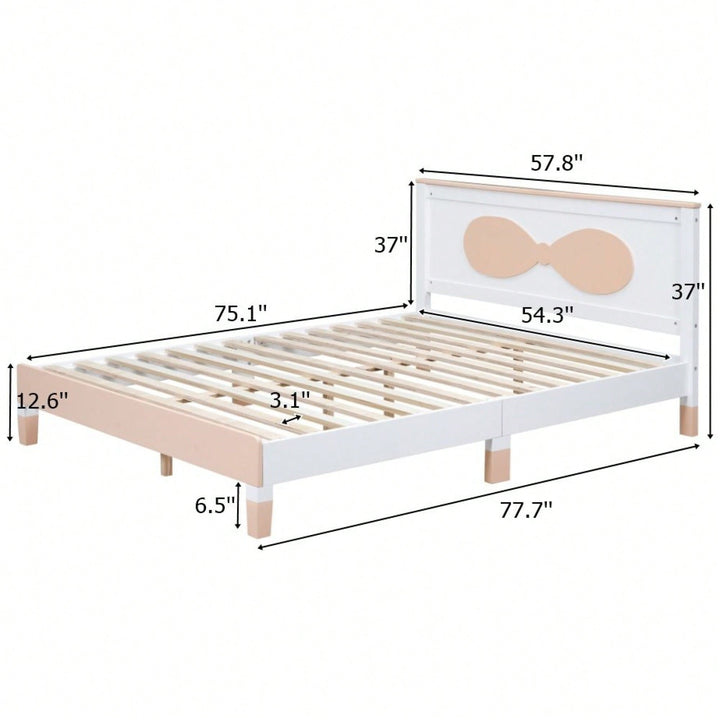 Elegant Full Size Wooden Bow Bed For Cozy Bedrooms Image 5