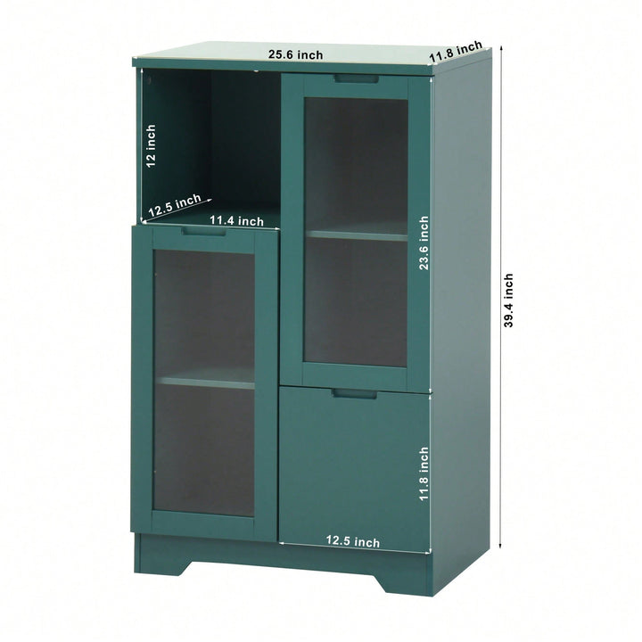 Elegant Wooden Floor Cabinet With Dual Glass Doors And Ample Storage Space  Perfect For Living Room, Bathroom, Or Image 6