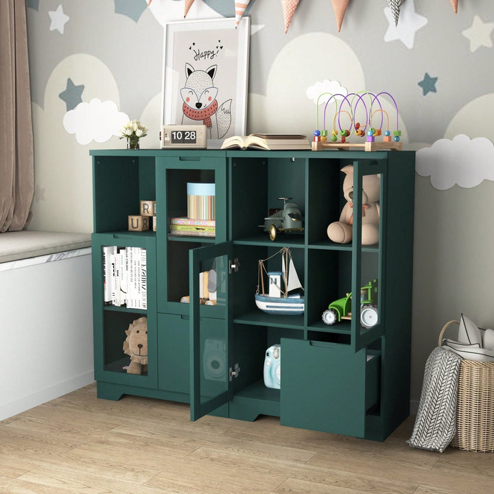 Elegant Wooden Floor Cabinet With Dual Glass Doors And Ample Storage Space  Perfect For Living Room, Bathroom, Or Image 8