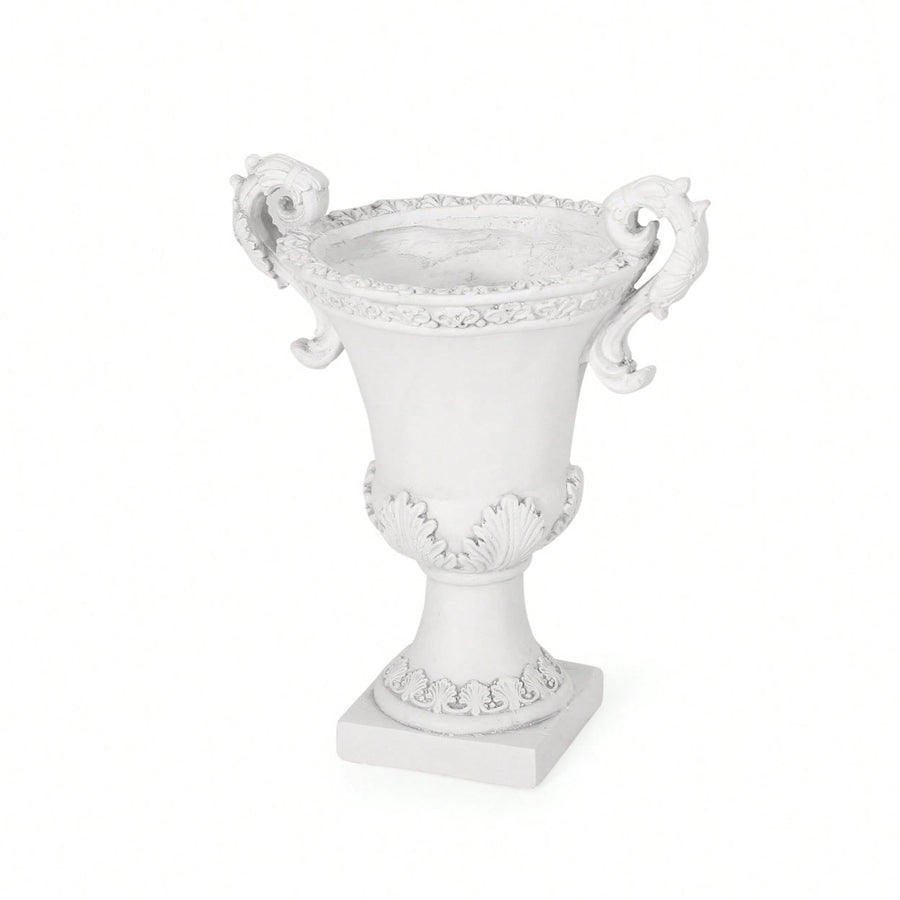 Elegant Lightweight Concrete Garden Urn Planter With Roman Design And Drainage Hole For Indoor And Outdoor Use Image 1