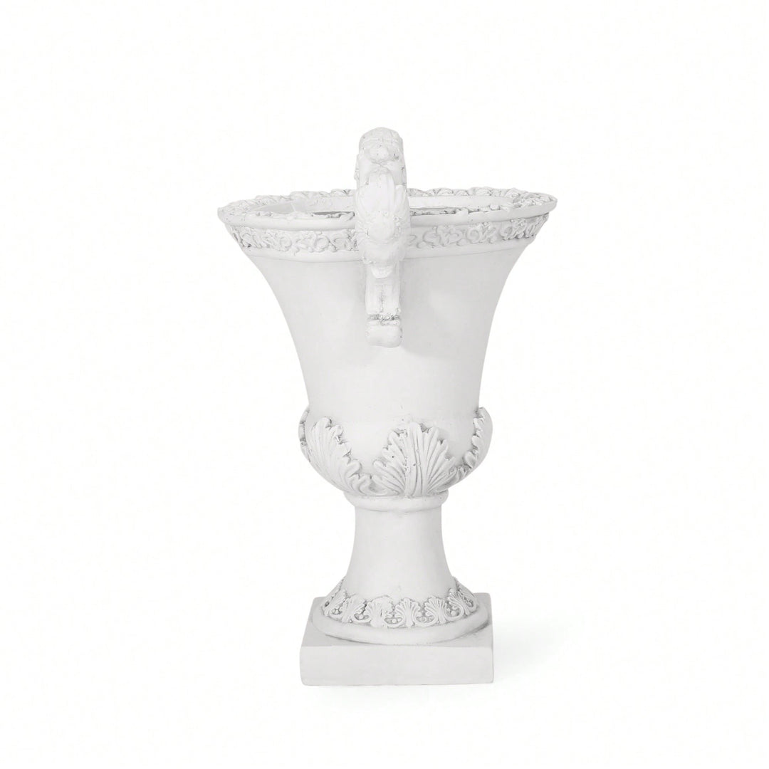 Elegant Lightweight Concrete Garden Urn Planter With Roman Design And Drainage Hole For Indoor And Outdoor Use Image 3