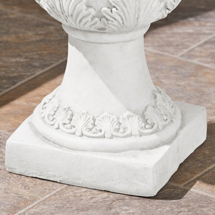 Elegant Lightweight Concrete Garden Urn Planter With Roman Design And Drainage Hole For Indoor And Outdoor Use Image 8