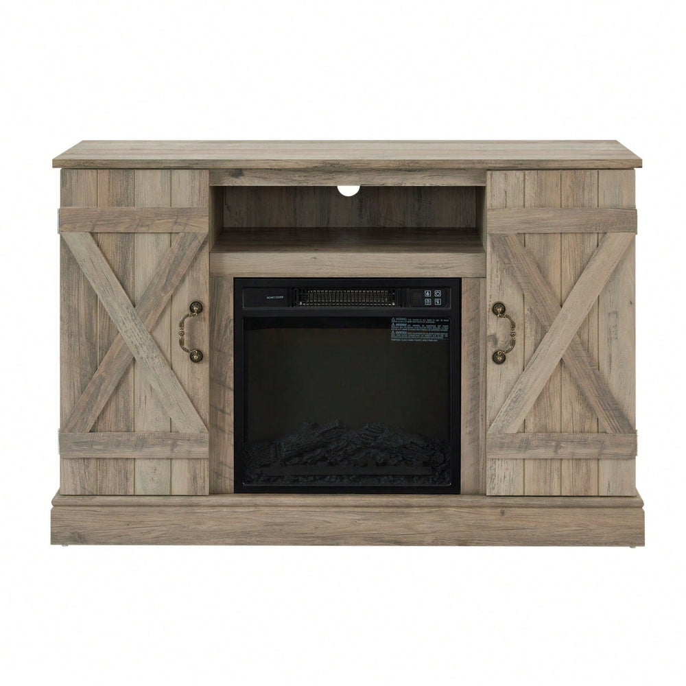 Farmhouse Classic Media TV Stand With Fireplace (Up To 50") Image 2