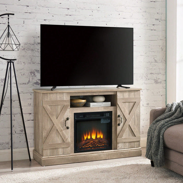 Farmhouse Classic Media TV Stand With Fireplace (Up To 50") Image 5