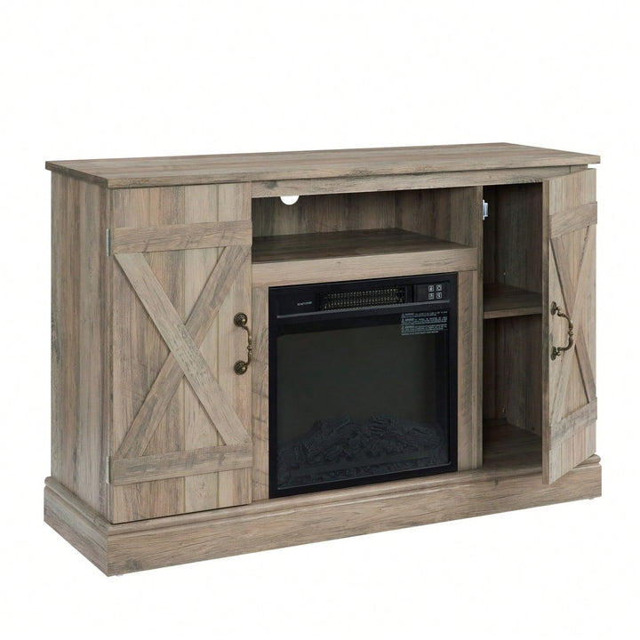 Farmhouse Classic Media TV Stand With Fireplace (Up To 50") Image 9