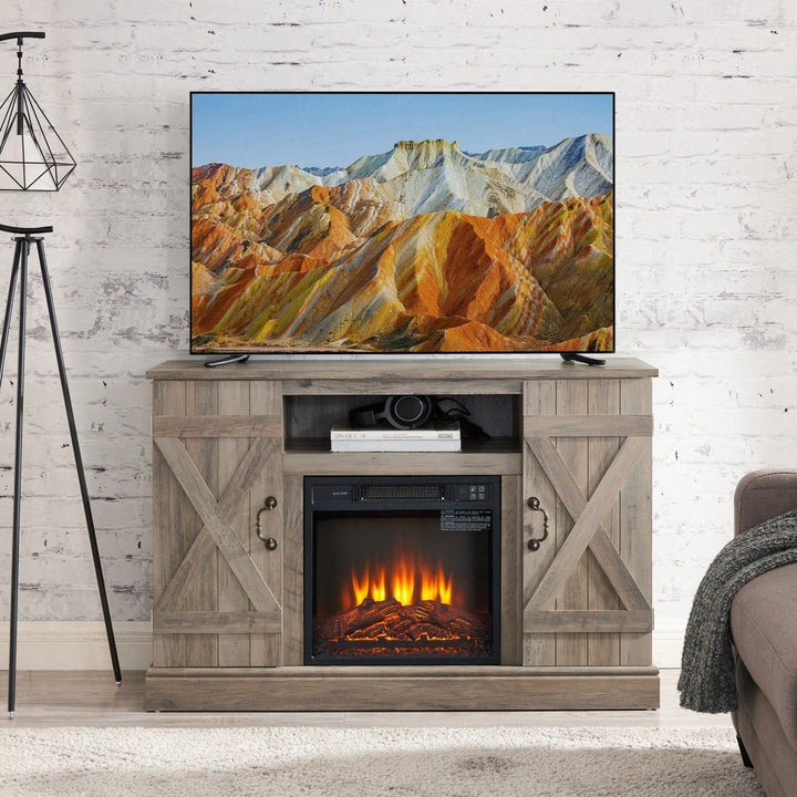 Farmhouse Classic Media TV Stand With Fireplace (Up To 50") Image 10