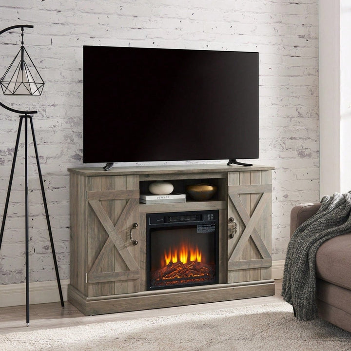 Farmhouse Classic Media TV Stand With Fireplace (Up To 50") Image 11