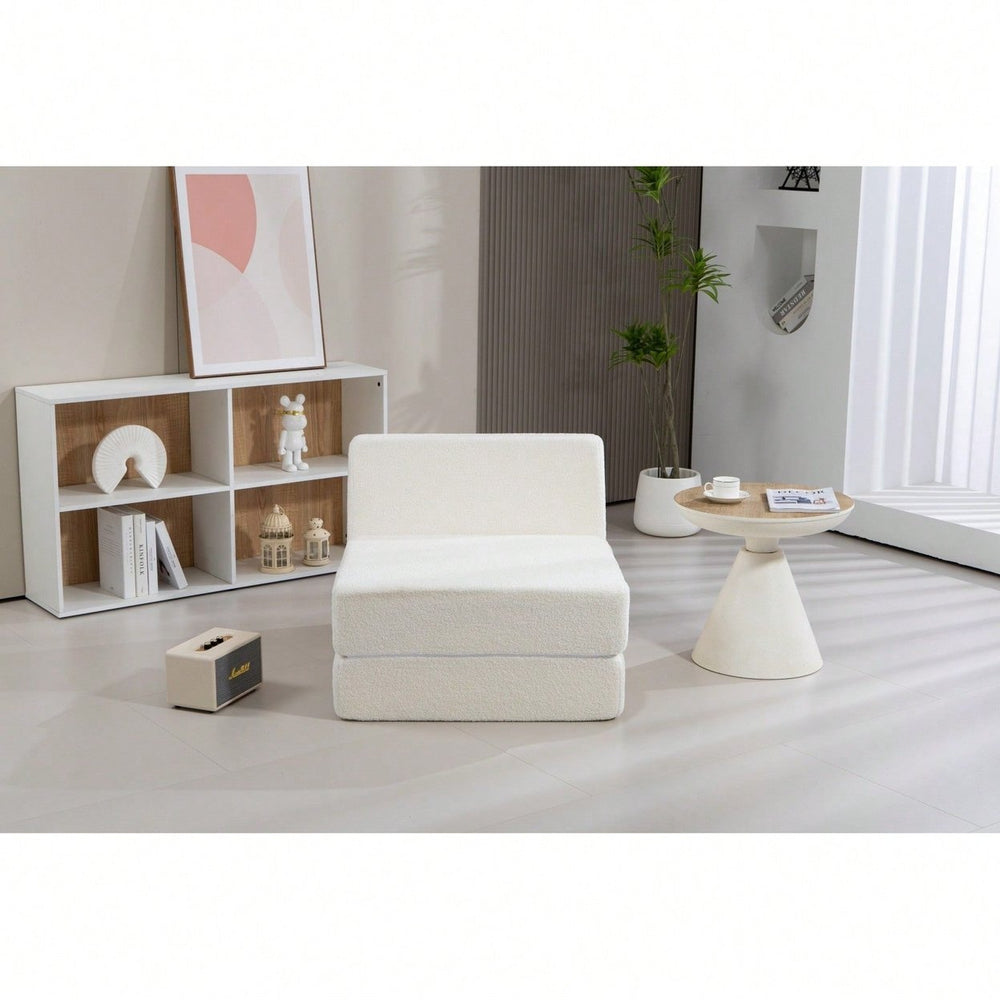 Folding Sofa Bed Couch Unfold For Comfortable Nap Modular Play Couch For Living Room The Office Room Playroom White Image 2