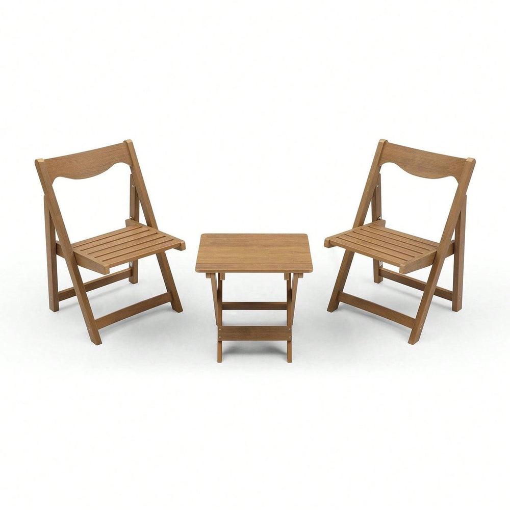 Foldable Small Table And Chair Set With 2 Chairs And Rectangular Table Image 2