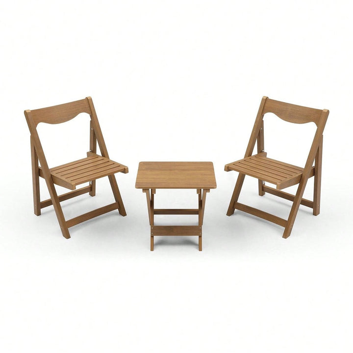 Foldable Small Table And Chair Set With 2 Chairs And Rectangular Table Image 2