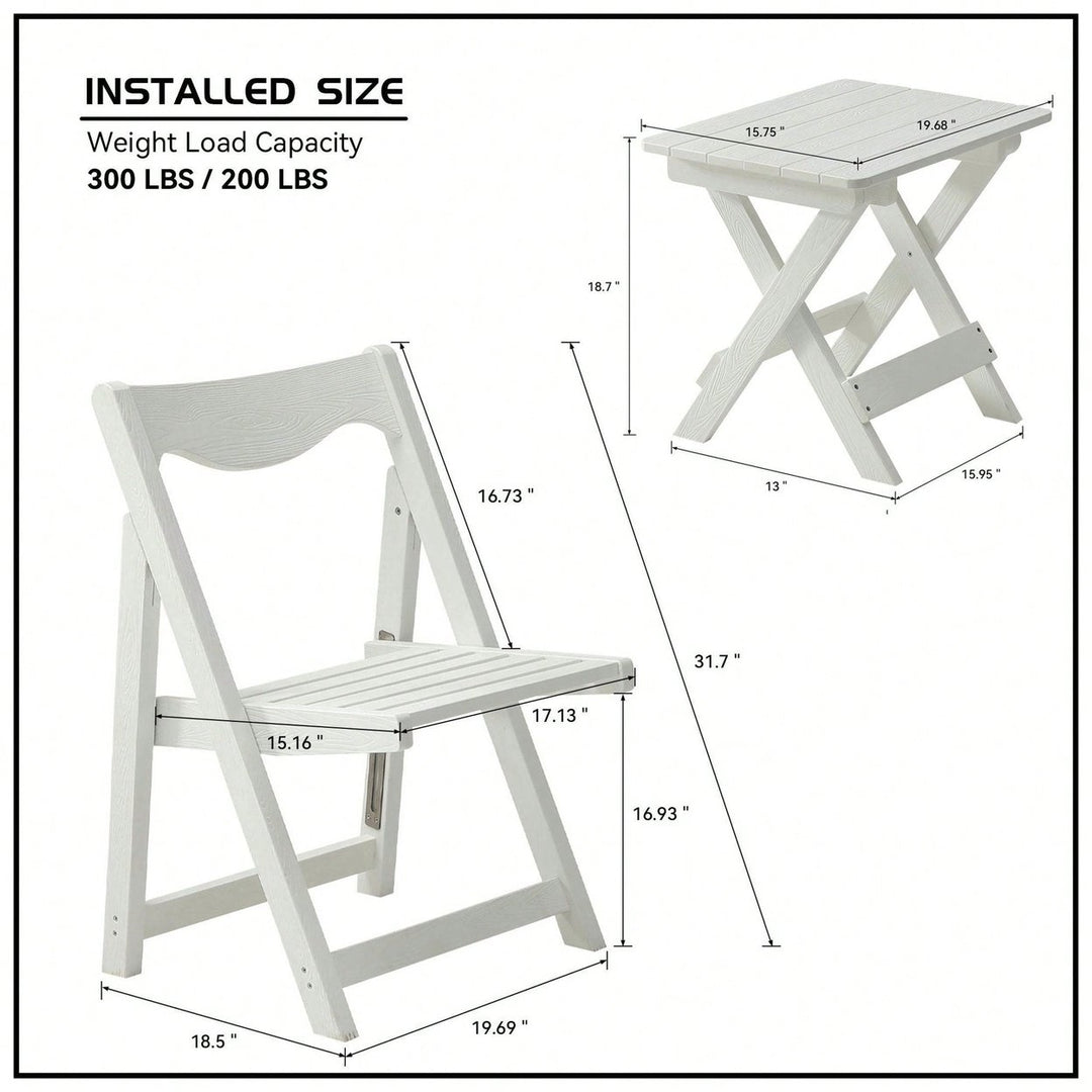 Foldable Small Table And Chair Set With 2 Chairs And Rectangular Table Image 10