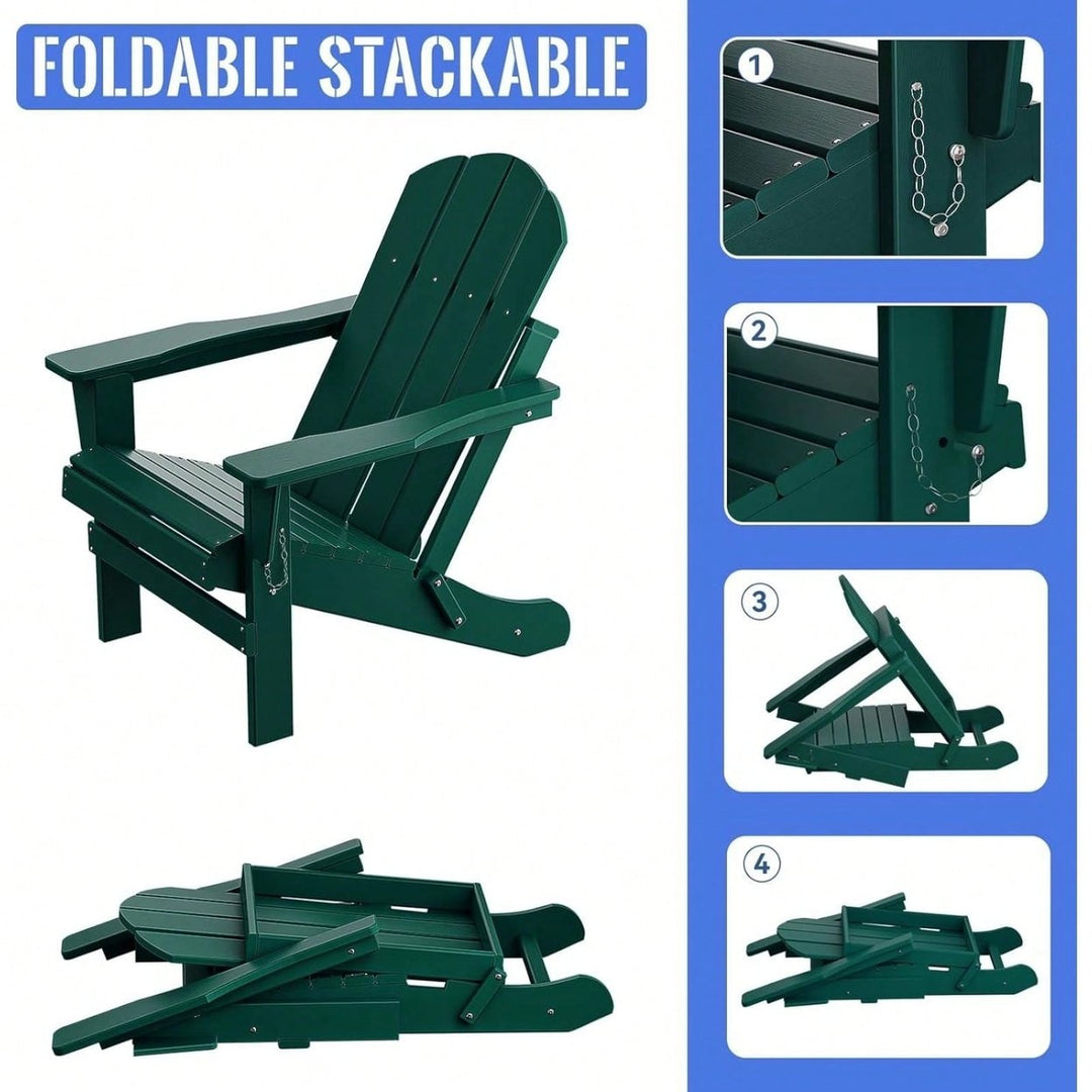 Folding Adirondack Chair, Stackable Arm Rest Ergonomic HDPE All-Weather Adirondack Chair Image 10