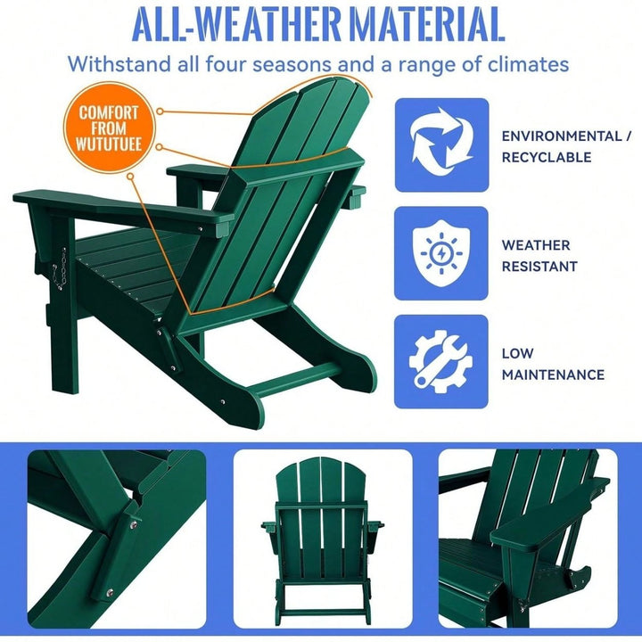 Folding Adirondack Chair, Stackable Arm Rest Ergonomic HDPE All-Weather Adirondack Chair Image 11