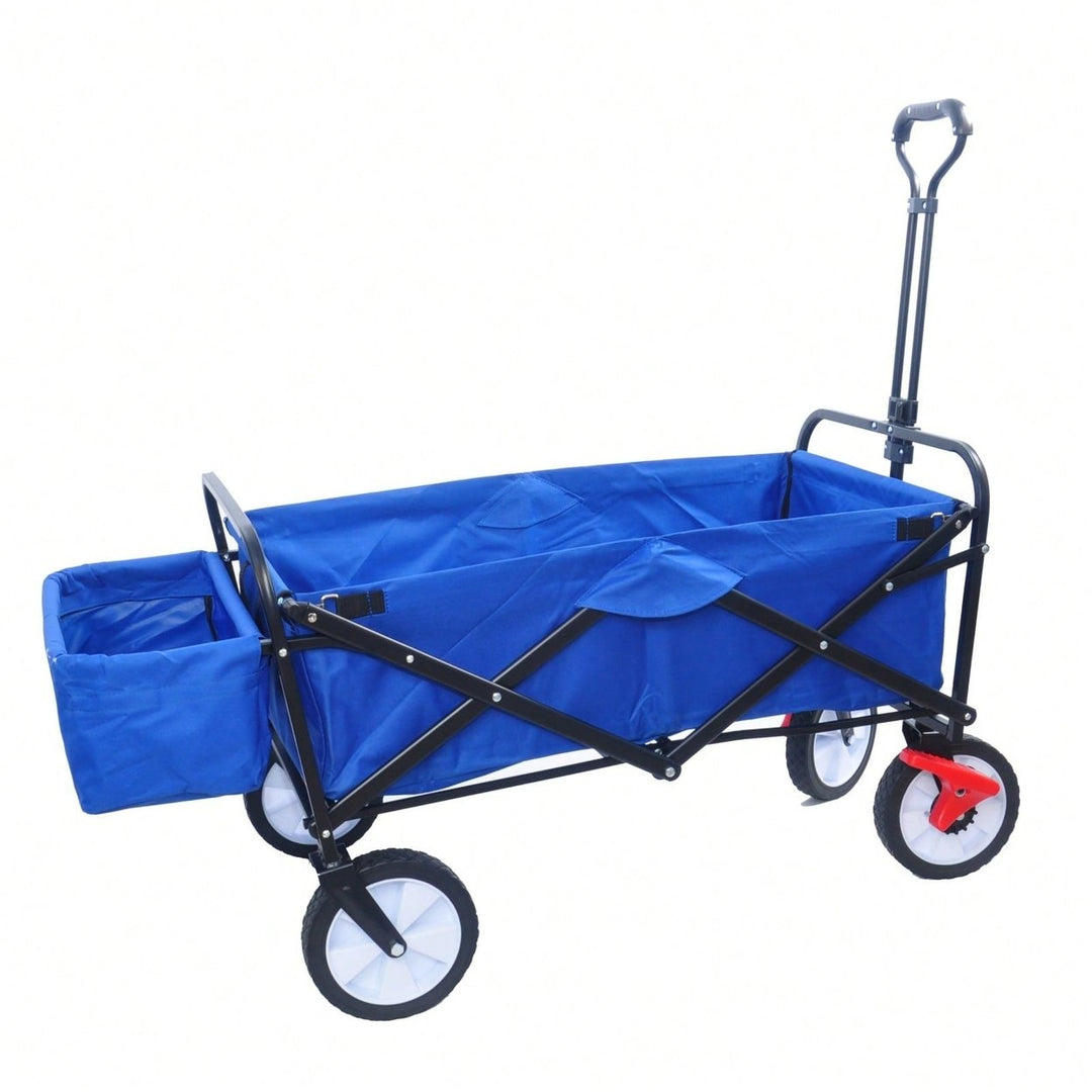 Folding Wagon Garden Shopping Beach Cart (Blue Colour) Image 2