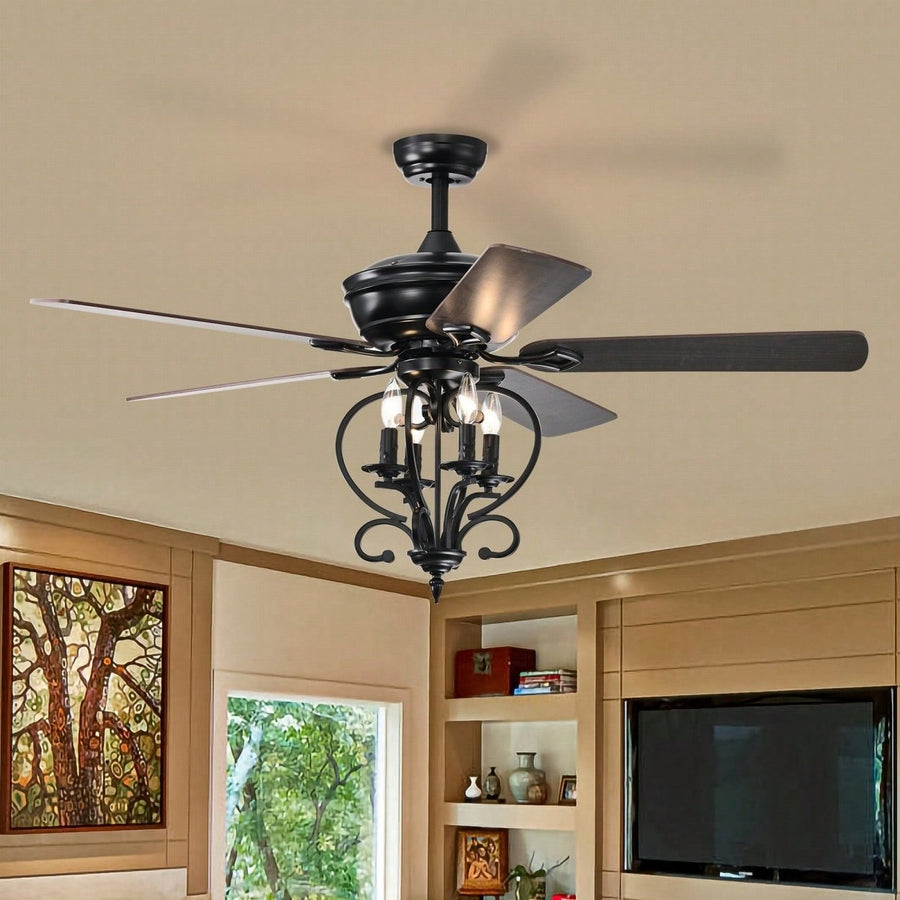 Four Seasons Reversible Ceiling Fan With Remote Control, Adjustable Height, 3-Speed, Traditional Design For (Matte Image 1