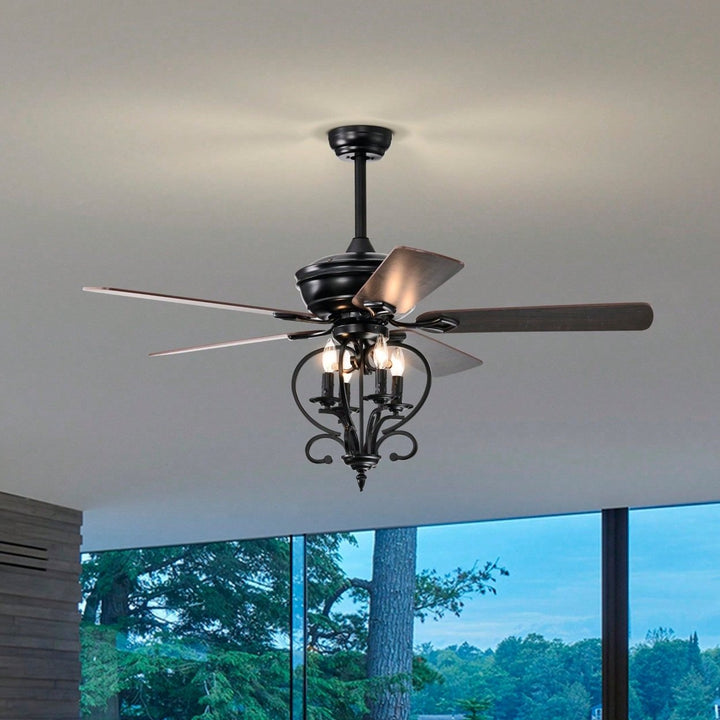 Four Seasons Reversible Ceiling Fan With Remote Control, Adjustable Height, 3-Speed, Traditional Design For (Matte Image 2