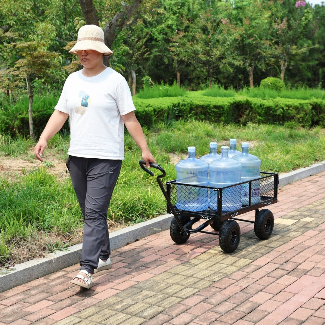 Durable Garden Wagon Cart - Heavy-Duty Transport Truck for Firewood, Supplies, and Outdoor Use - Easy Maneuverability Image 8