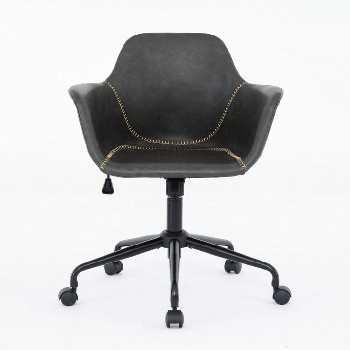 Ergonomic Mid-Century Modern Swivel Office Chair with Adjustable Height and Back Support for Home and Study Image 1