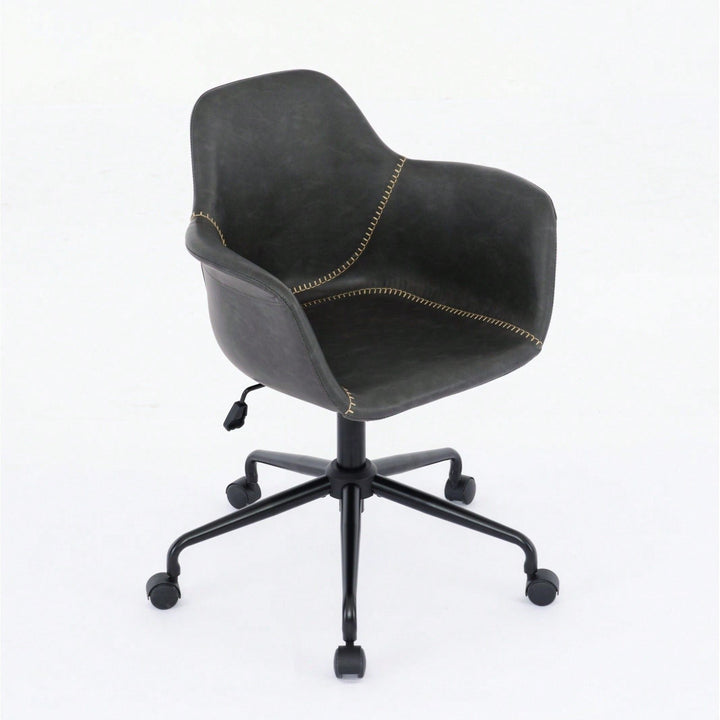 Ergonomic Mid-Century Modern Swivel Office Chair with Adjustable Height and Back Support for Home and Study Image 3