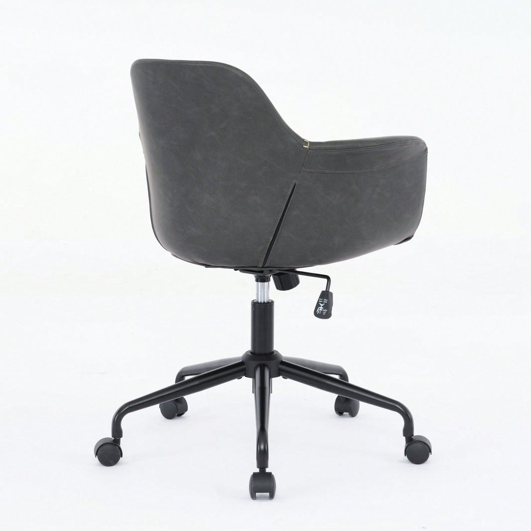 Ergonomic Mid-Century Modern Swivel Office Chair with Adjustable Height and Back Support for Home and Study Image 4