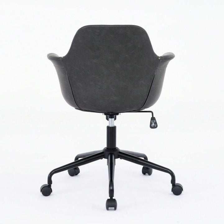 Ergonomic Mid-Century Modern Swivel Office Chair with Adjustable Height and Back Support for Home and Study Image 5