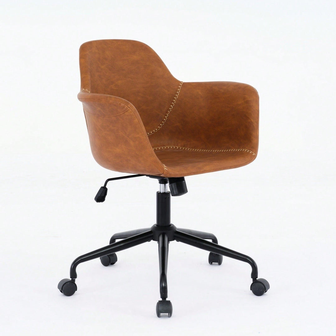 Ergonomic Mid-Century Modern Swivel Office Chair with Adjustable Height and Back Support for Home and Study Image 6