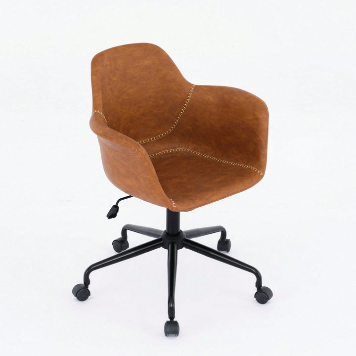 Ergonomic Mid-Century Modern Swivel Office Chair with Adjustable Height and Back Support for Home and Study Image 7