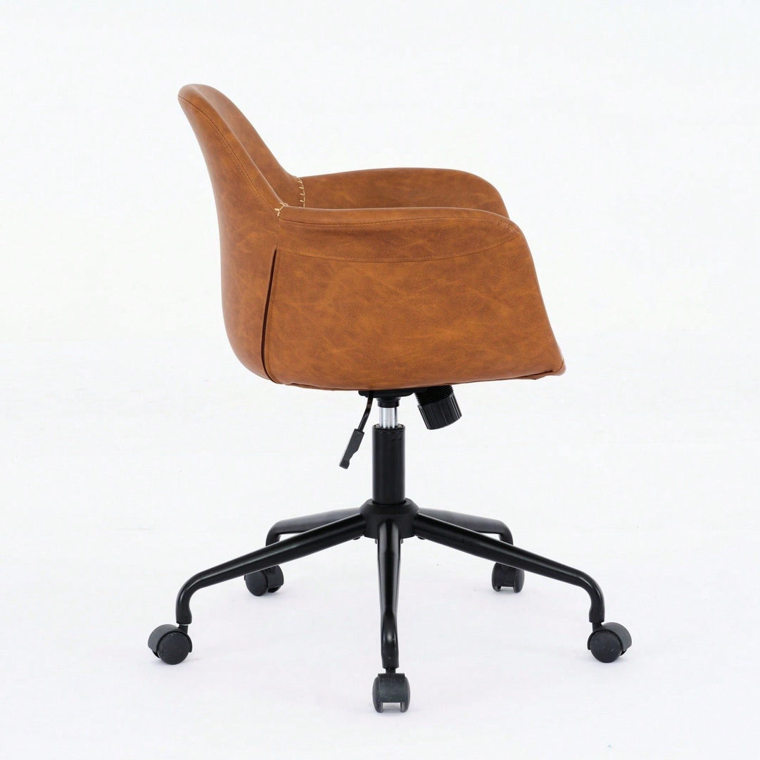 Ergonomic Mid-Century Modern Swivel Office Chair with Adjustable Height and Back Support for Home and Study Image 8