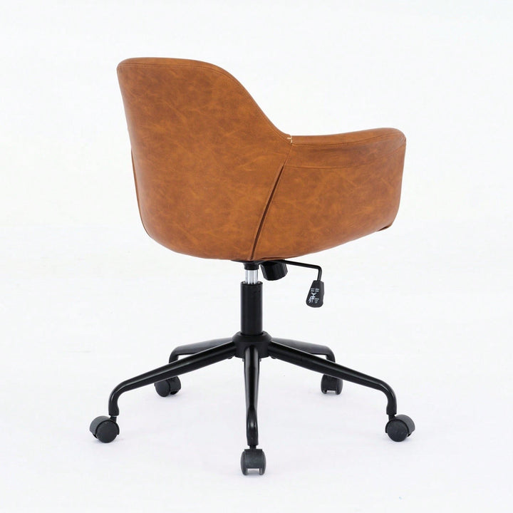 Ergonomic Mid-Century Modern Swivel Office Chair with Adjustable Height and Back Support for Home and Study Image 9