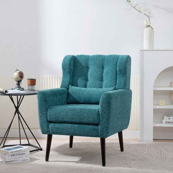 Ergonomic Modern Chenille Accent Chair with Padded Seat and Sturdy Wood Legs for Living Room and Bedroom Image 3