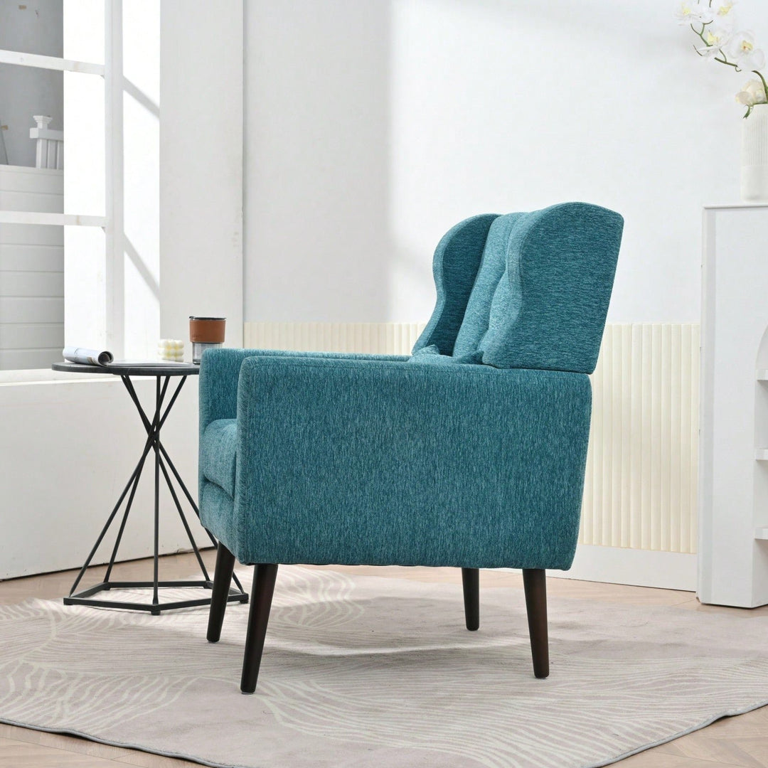 Ergonomic Modern Chenille Accent Chair with Padded Seat and Sturdy Wood Legs for Living Room and Bedroom Image 5