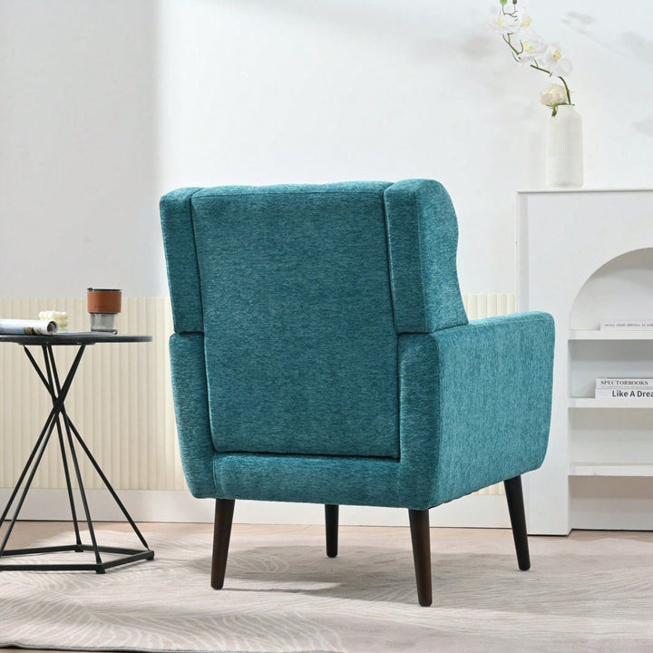 Ergonomic Modern Chenille Accent Chair with Padded Seat and Sturdy Wood Legs for Living Room and Bedroom Image 7