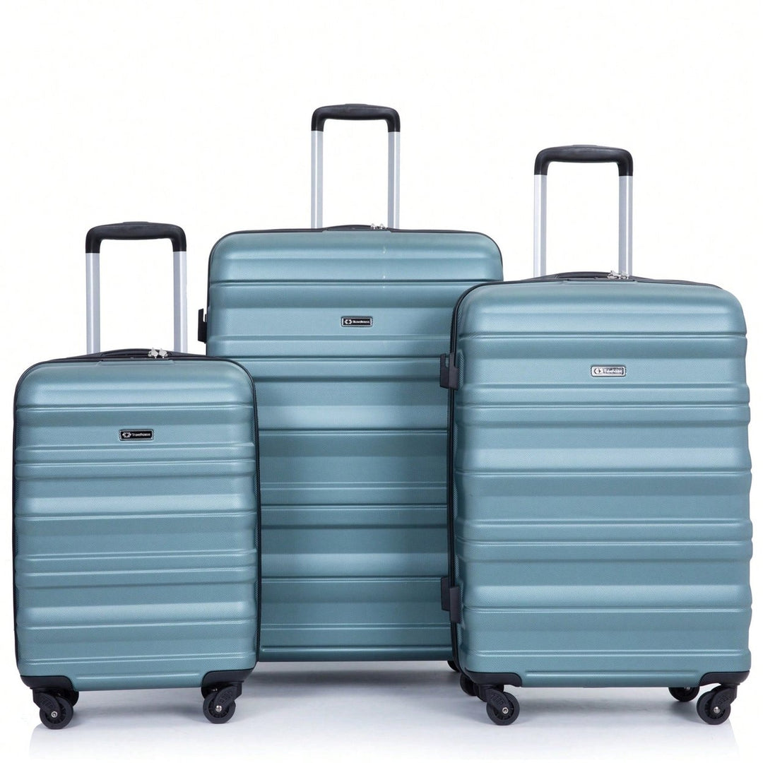 Expandable 3-Piece Lightweight PC Luggage Set With TSA Lock, Spinner Wheels, And Hooks Image 1