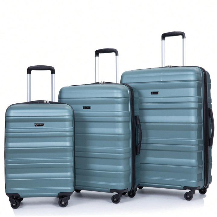 Expandable 3-Piece Lightweight PC Luggage Set With TSA Lock, Spinner Wheels, And Hooks Image 4