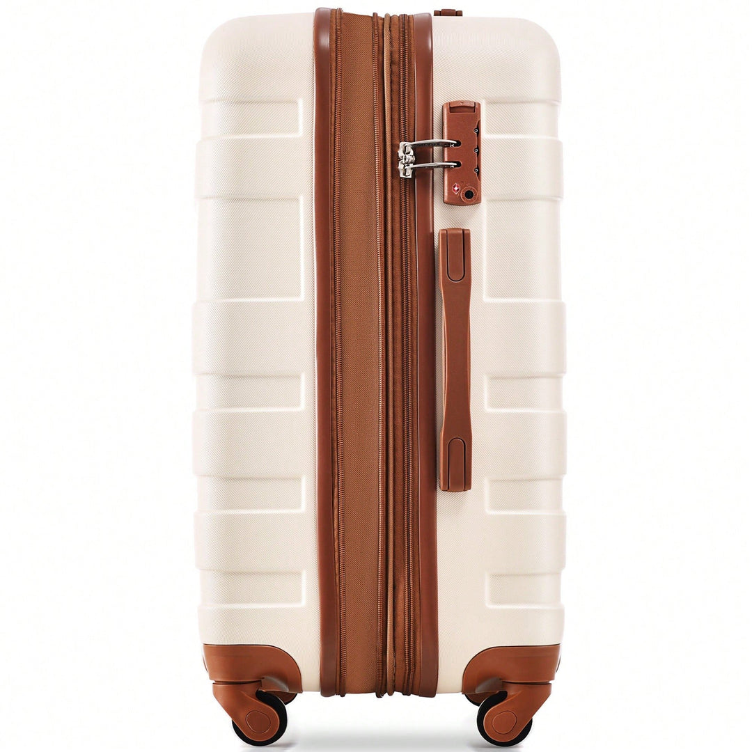 Expandable 3-Piece Hardshell Luggage Set - Lightweight Durable Suitcases With Spinner Wheels and TSA Lock - Ivory and Image 6